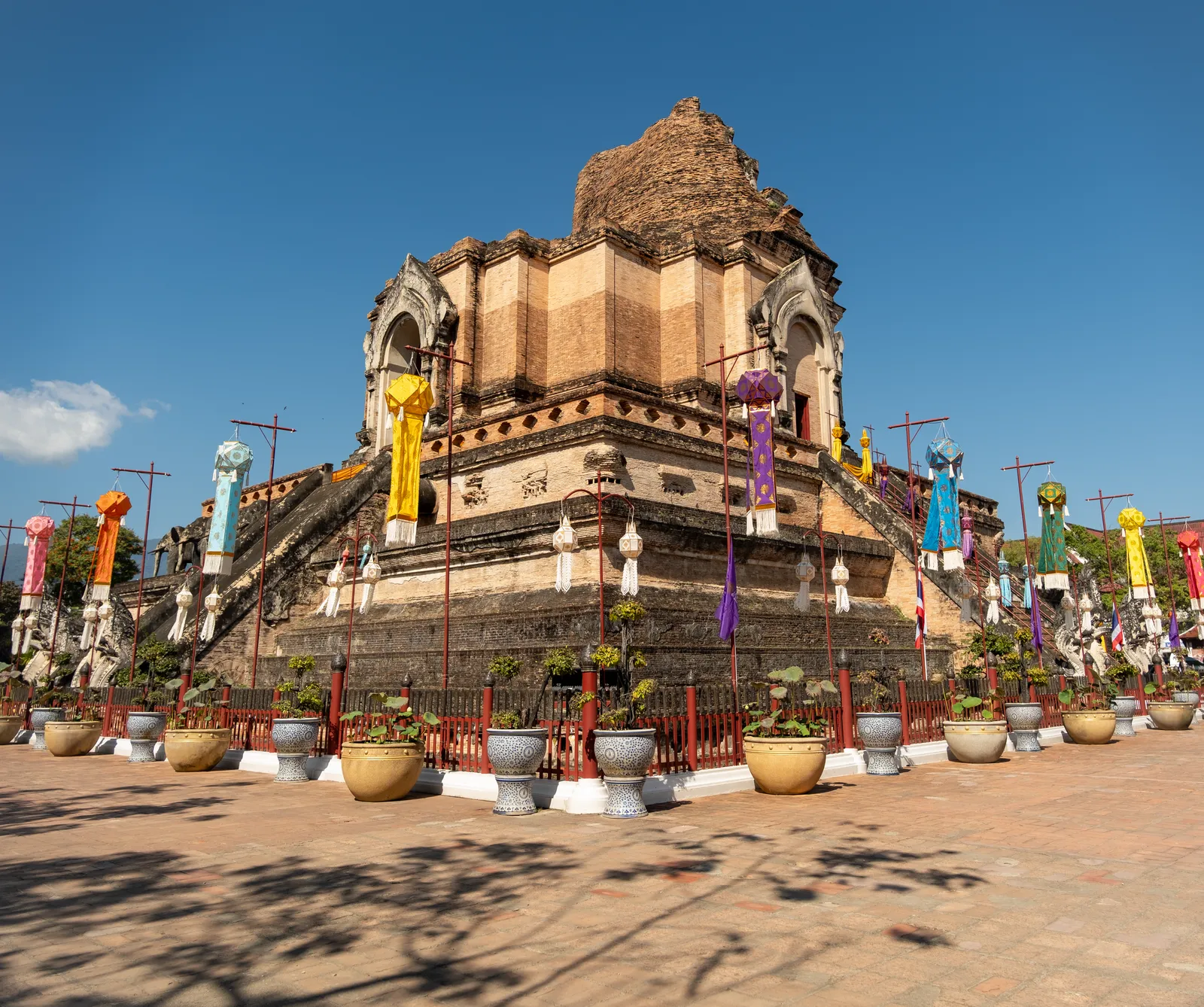 The broken central stupa of Wat Chedi Luang in Chiang Mai's old city
