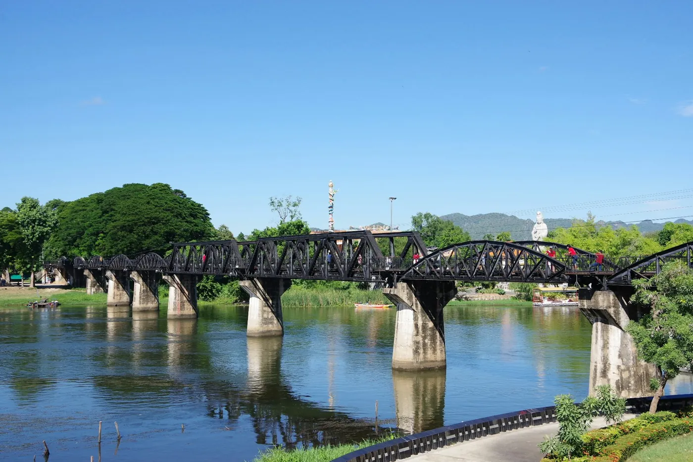 The steel bridge over the River Kwai at Kanchanaburi, Thailand