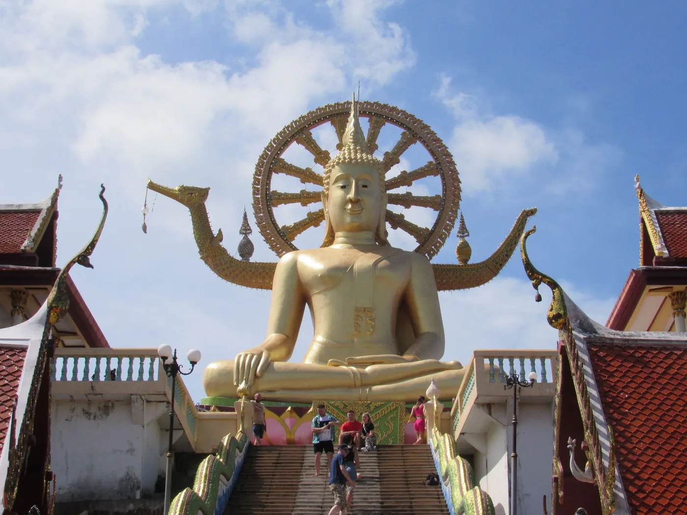 The golden Big Buddha statue on its terrace at Koh Samui, Thailand