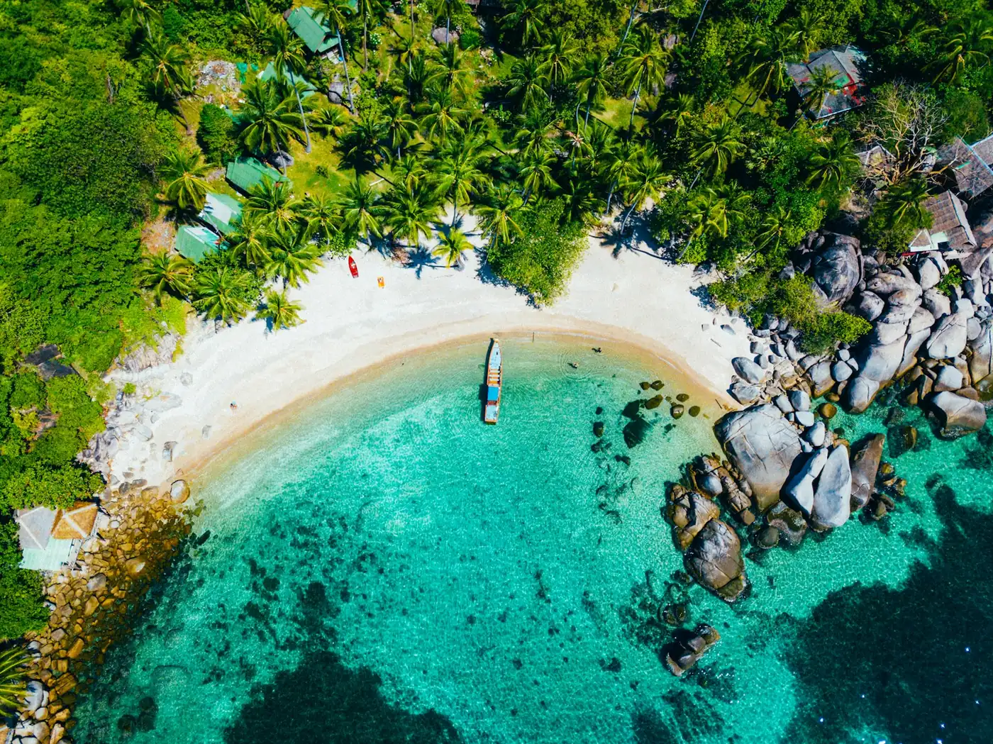 A quiet beach with clear shallow water on Koh Tao, Thailand