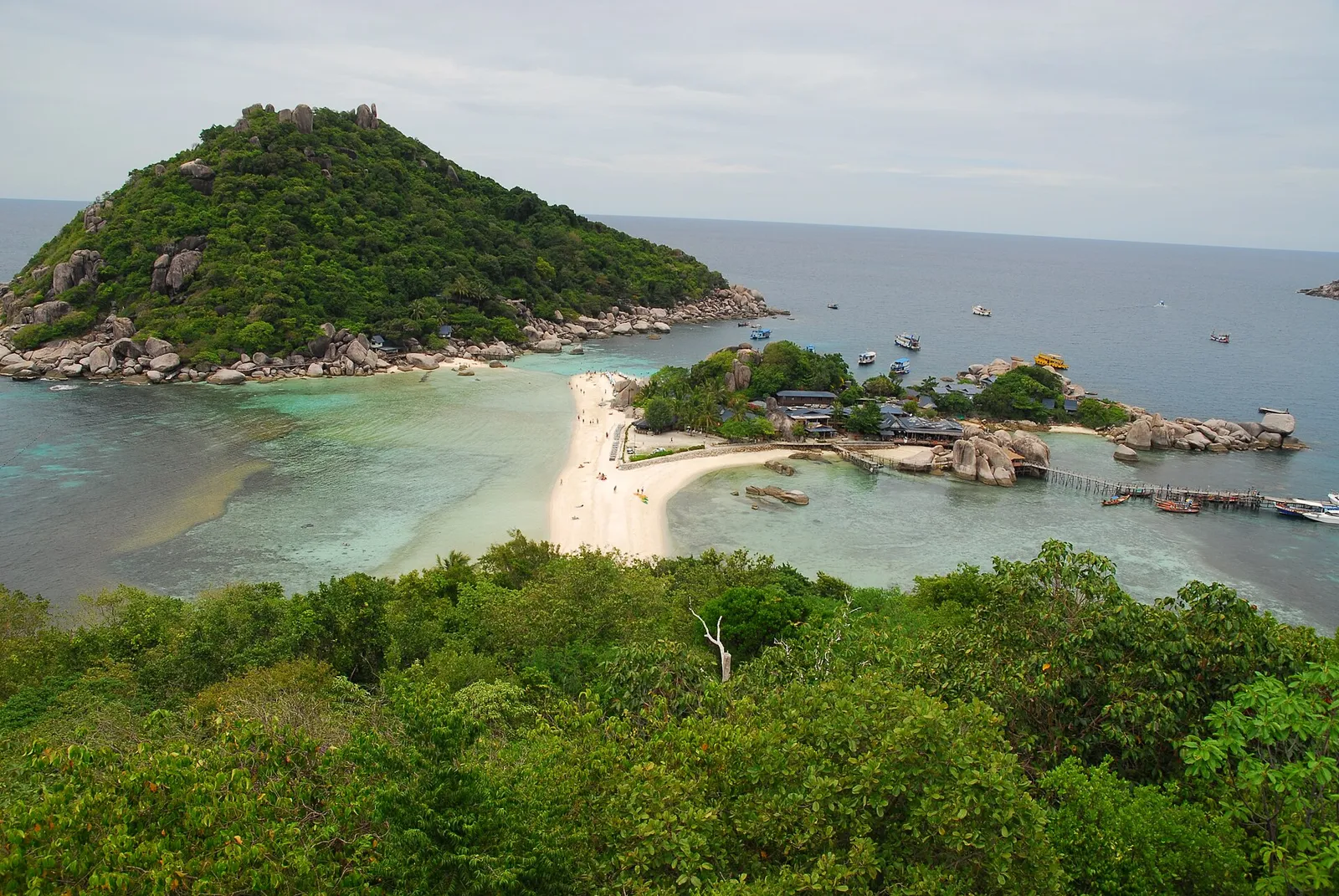 The sandbar joining rocky islets off Koh Tao, Thailand
