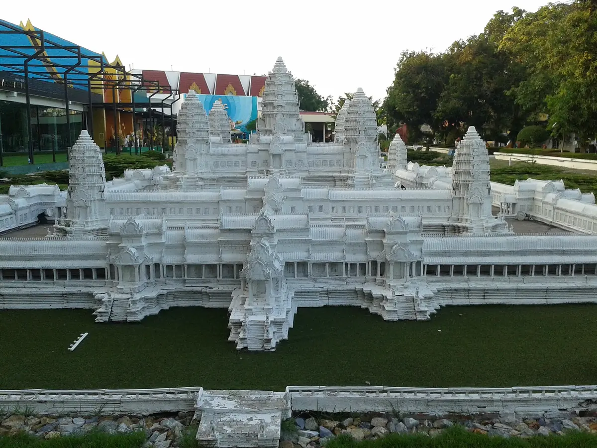 A scale model of a temple at Mini Siam in Pattaya