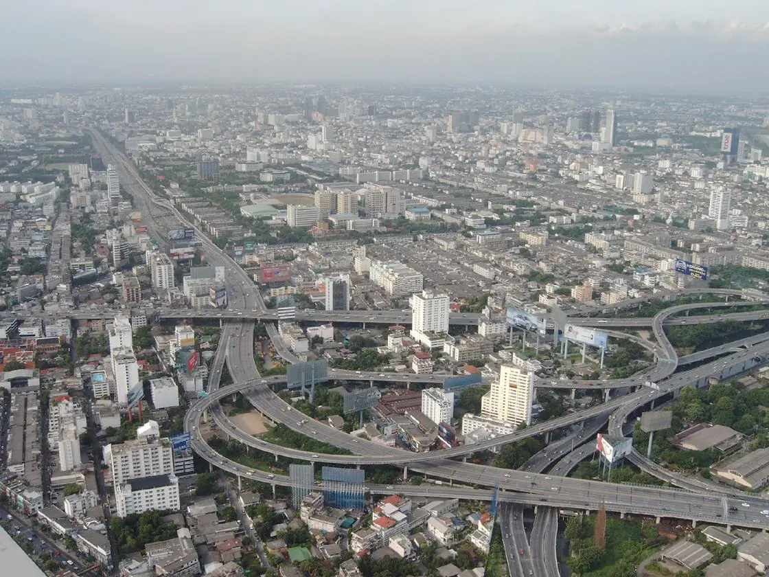 The Bangkok skyline from the Baiyoke tower observation deck