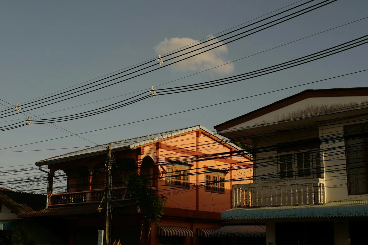 Old wooden shophouses along the fisherman's village walking street in Bophut, Koh Samui