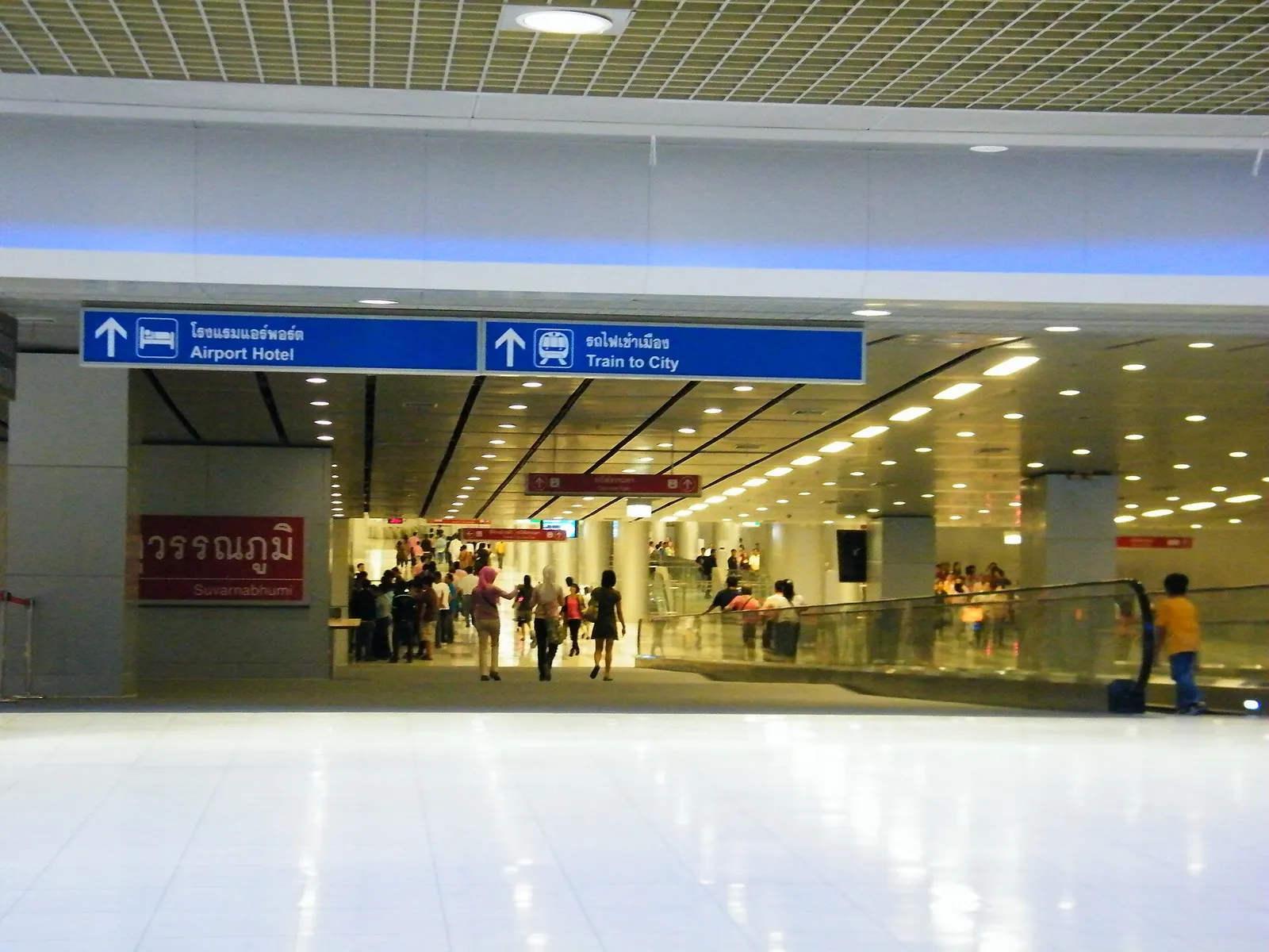 The Airport Rail Link station concourse beneath Suvarnabhumi Airport in Bangkok, Thailand